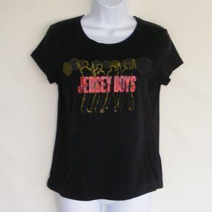 JERSEY BOYS Tshirt, Girls Large, Black, Red Glitter Logo, Musical 60s